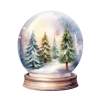 Snow Globe For Christmas Event. Watercolor Style. AI Generated png