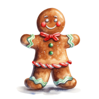 Lebkuchen Männer zum Weihnachten Fall. Aquarell Stil. ai generiert png