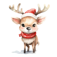 Reindeer For Christmas Event. Watercolor Style. AI Generated png