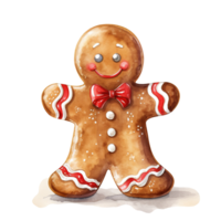 Gingerbread Men For Christmas Event. Watercolor Style. AI Generated png