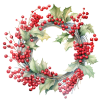 Christmas Wreath For Christmas Event. Watercolor Style. AI Generated png