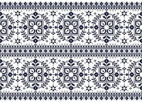 geometric and flower ethnic fabric pattern on blue background for cloth carpet wallpaper background wrapping etc. vector