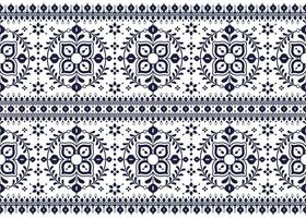 geometric and flower ethnic fabric pattern on blue background for cloth carpet wallpaper background wrapping etc. vector