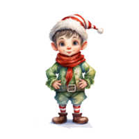 elfo per Natale evento. acquerello stile. ai generato png