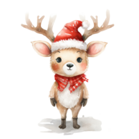 Reindeer For Christmas Event. Watercolor Style. AI Generated png