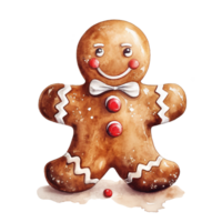 Gingerbread Men For Christmas Event. Watercolor Style. AI Generated png