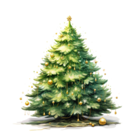 Christmas Tree For Christmas Event. Watercolor Style. AI Generated png