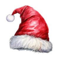 Santa Hat For Christmas Event. Watercolor Style. AI Generated png