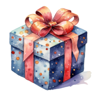 Gift Box For Christmas Event. Watercolor Style. AI Generated png