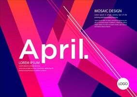 april calendar template with geometric shapes vector