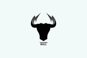trueno toro logo con negro y blanco diseño vector