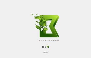 a green letter b with leaves and leaves vector