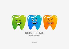niños dental logo diseño con vistoso dientes vector