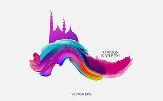 colorful abstract background with a mosque vector