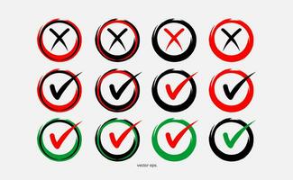 a set of check marks in different colors vector