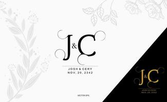 j,c y c, j logo diseño vector