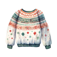 Knit Sweater For Christmas Event. Watercolor Style. AI Generated png