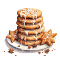 Cookies For Christmas Event. Watercolor Style. AI Generated png