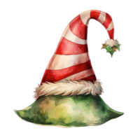 Elf Hat For Christmas Event. Watercolor Style. AI Generated png