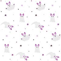 Seamless pattern with Halloween Cute bat dressed as a ghost. Background for holiday vector