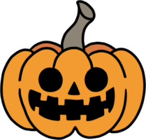 freehand drawing of halloween pumpkin flat design. png