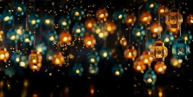 hecho a mano papel linternas iluminado para diwali celebracion antecedentes con vacío espacio para texto foto
