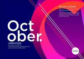 october calendar template with geometric shapes vector