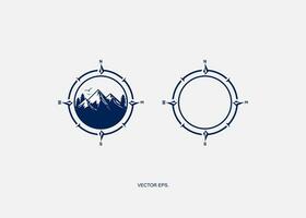 two logos for a mountain range and compass vector