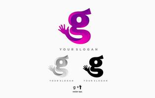 a logo for a company that is called madlorette, G letter with hand logo vector template