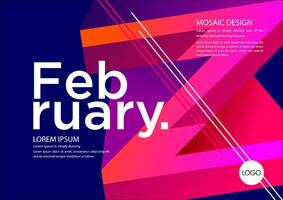 february calendar template with geometric shapes vector