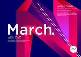 march calendar template with geometric shapes vector