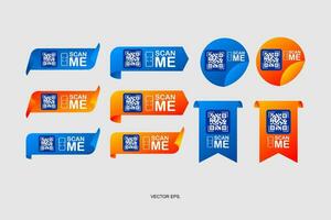 a set of colorful banners with the words QR code scan me vector