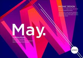 may calendar template with geometric shapes vector