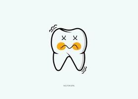 a tooth decay with a sad face on it vector