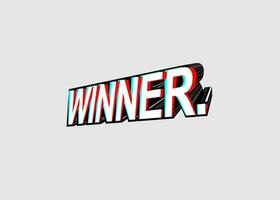 winner logo with a red and blue background vector