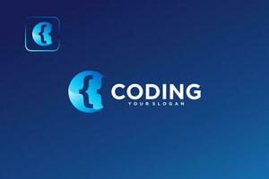 a blue and white logo for coding vector