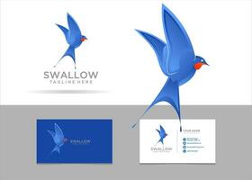 swallow logo design with business card template vector