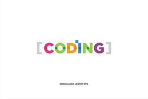 the word coding is written in colorful letters on a white background vector