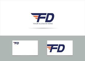 the fd logo and business card design vector
