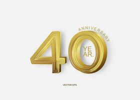 40th anniversary golden number 40 years anniversary vector illustration