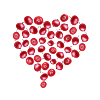 Fresh juicy cranberries laid out in the shape of heart. Red berries. Top view. For invitation, cards, greetings, package design, advertising posters, labels png