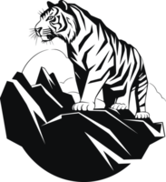 Wild Tiger on Rock Illustration png