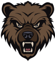 Growling Bear Head Illustration png