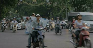 Traffic with domination of motorbikes Hanoi, Vietnam video