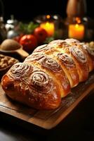 Freshly baked Pan de Muerto symbolizing the fragility of life in Day of the Dead celebration photo