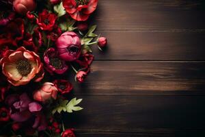 Commemorative wreaths and poppies for Veterans Day background with empty space for text photo