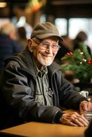 World War II veterans engaging in intense meaningful conversation on Veterans Day photo