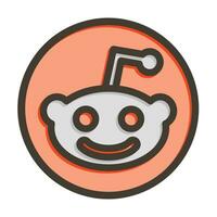 Reddit Vector Thick Line Filled Colors Icon For Personal And Commercial Use.