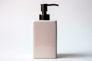 Single ceramic liquid soap dispenser in minimalist style isolated on a white background photo