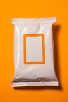 Anti static electronic cleaning wipes displayed isolated on an orange gradient background photo